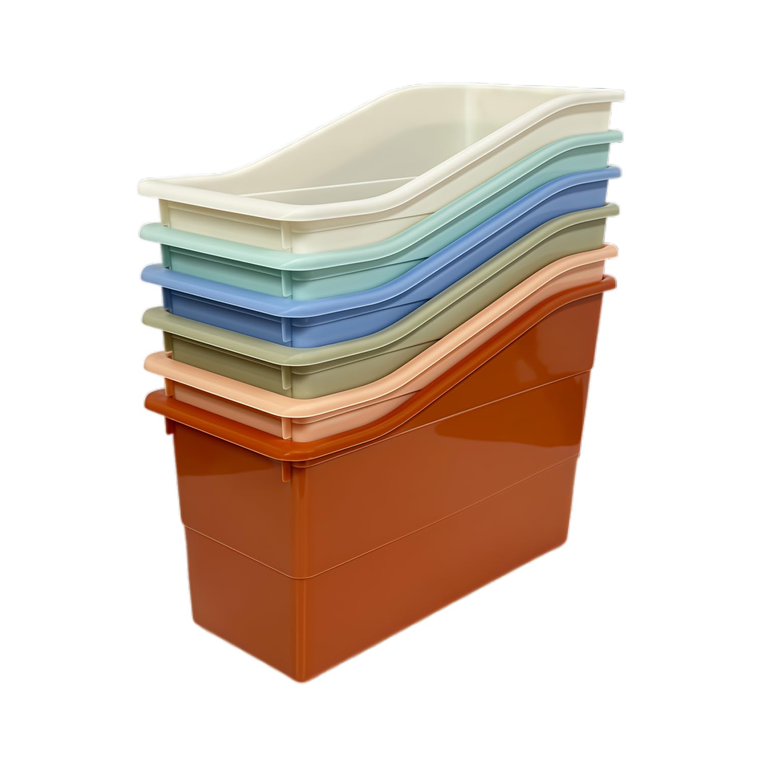 6 Pack Plastic Book and Binder Holder, Files Book Bins for Classroom, Boho — image 1