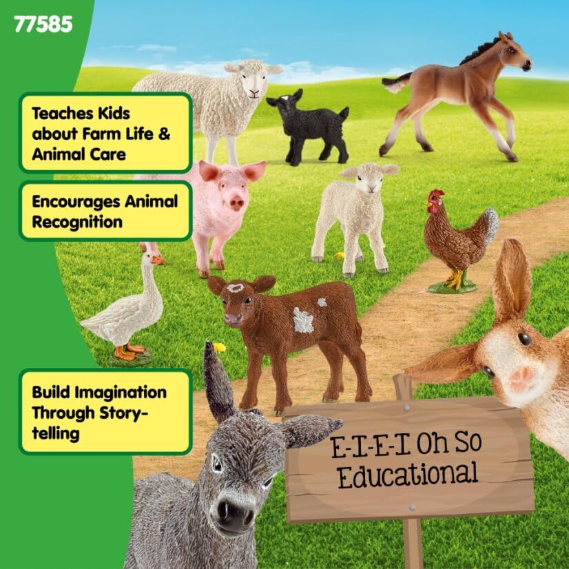 Amazon.co.jp: Schleich Farm World - 10個 農場の動物のおもちゃ