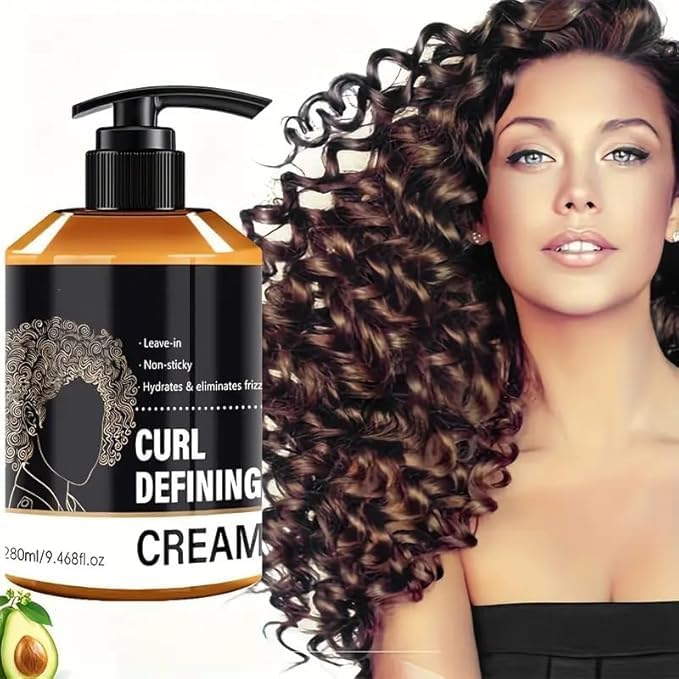 Black Castor Oil Curling Cream for Wavy, Curly, Medium to Coarse Hair, Moisturizing Anti-Frizz Hair Styling Cream, 3.53oz (280ml) - Image 2