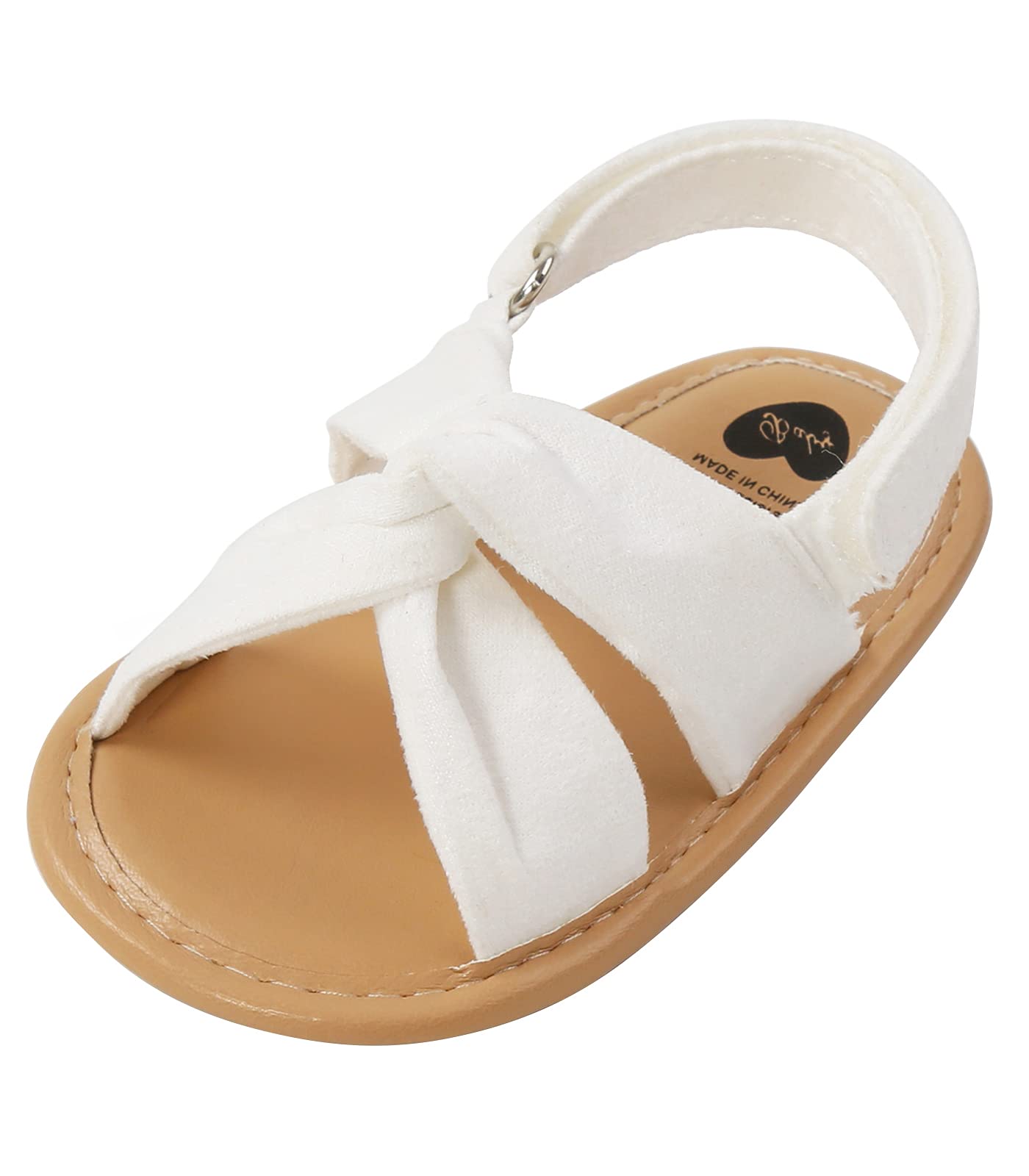 Breathable Summer Baby Girls Sandals Simple Style Solid Color Soft Sole Prewalker (White, 0-6 Months)