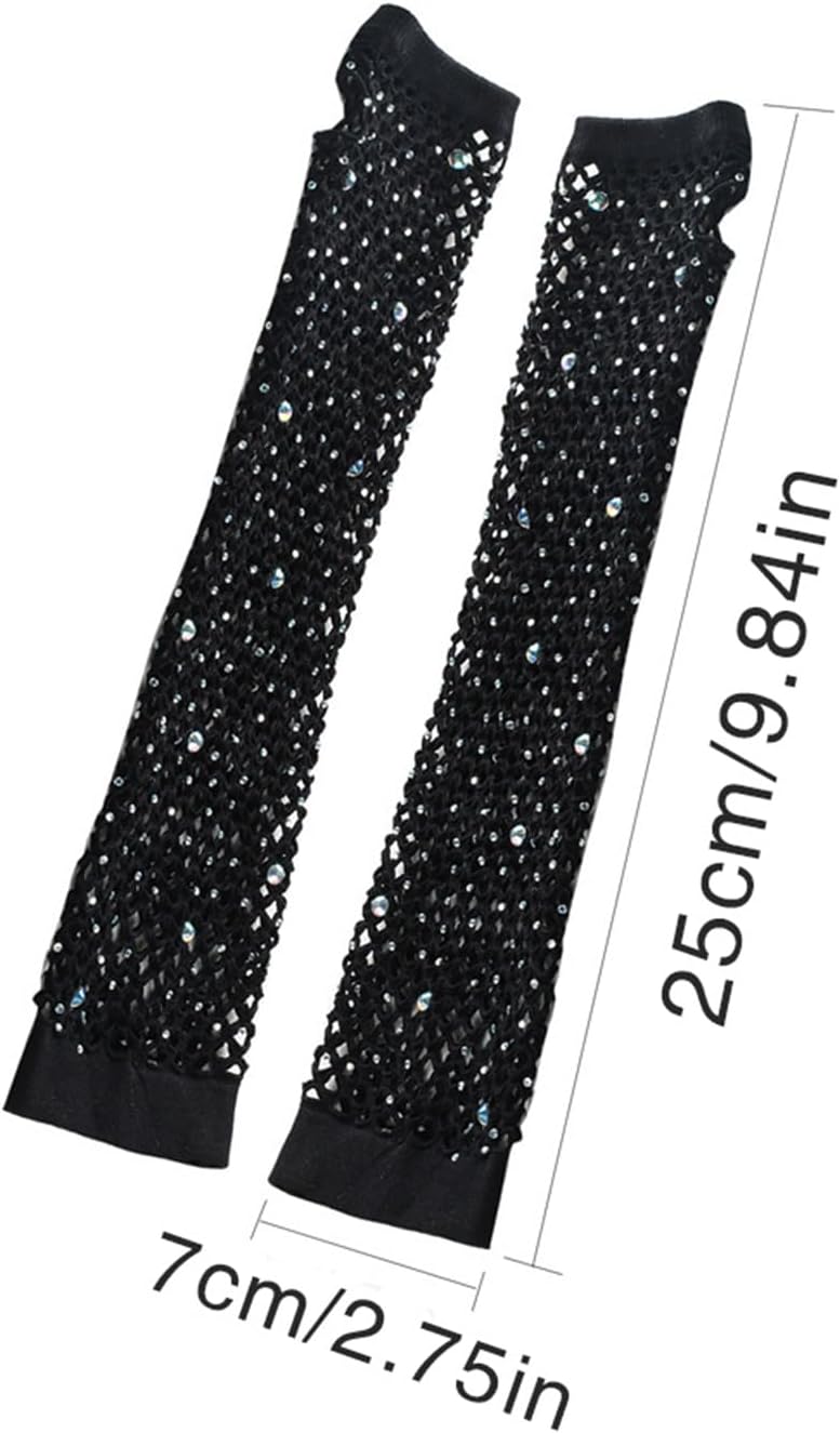 Blingbling Gloves Concert Party Costume Accessories Hollow for Women and Girls Fingerless for Women
