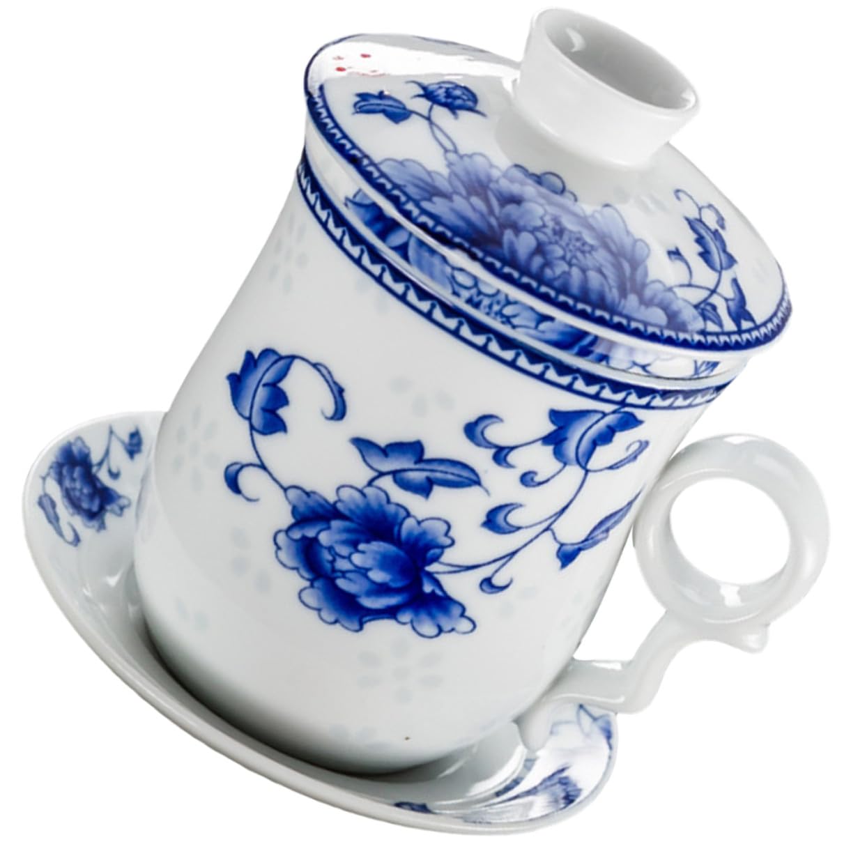 TOYANDONA Keramik Teetasse Mit Deckel Und Sieb Chinesische Teetasse Mit Untertasse Tee Tassen Untertasse Set Für Grünen Tee Jasmintee Oolong Zuhause Büro Restaurant Hotel