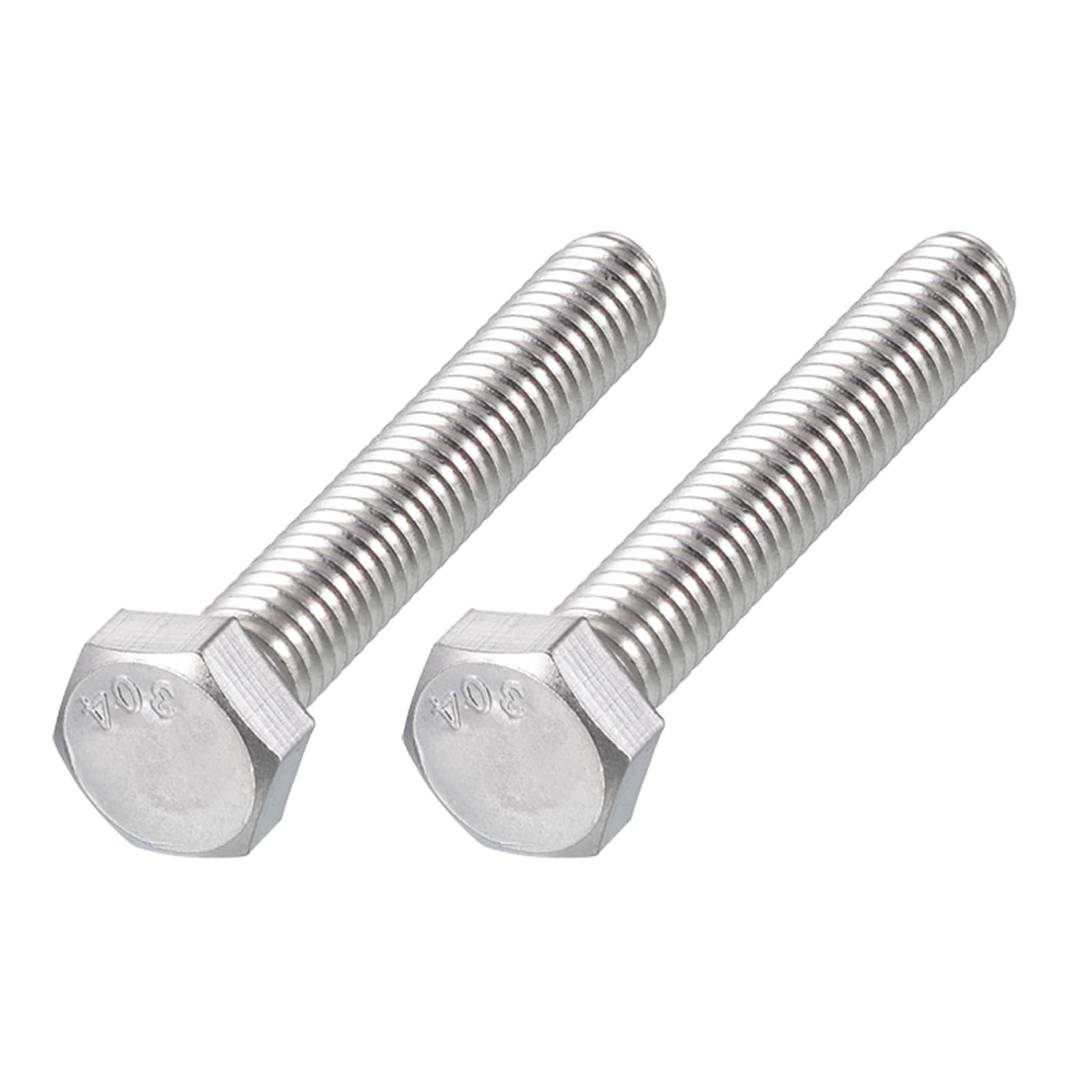 METALLIXITY Hex Head Bolts (5/16-18 x 2") 2Pcs, 304 Stainless Steel 18-8, Fully Threaded, External Hex Drive, Plain Finish