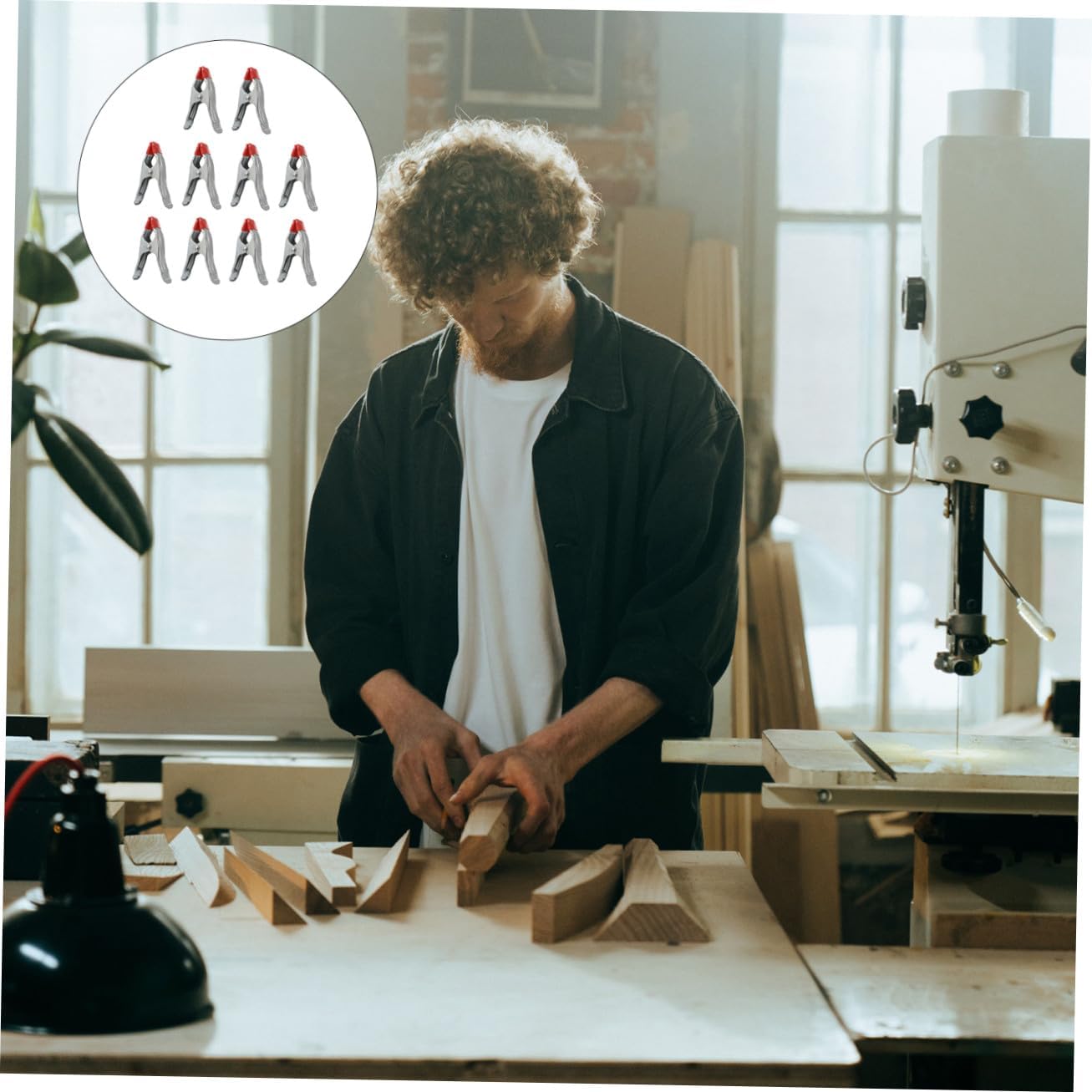 10pcs Heavy-duty A-shaped Iron Carpentry Clamps Thickened Spring Clips for Woodworking and Stone Fixing 6-inch Hand Tool Set