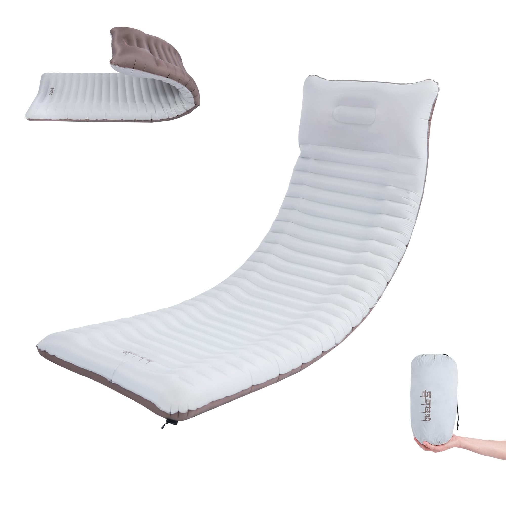 ???? Himalaya Backpacking Sleeping Pad with Pillow Inflatable Sleeping Pad for Camping with 4-Layer Design - 3.3 R Value - Thick 3.9