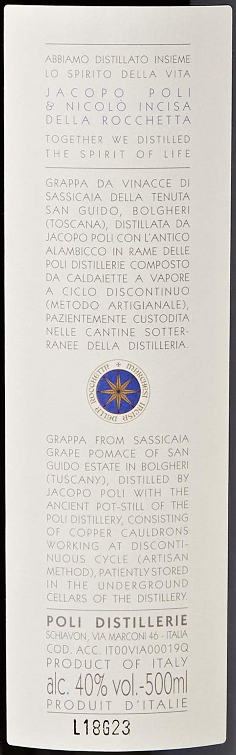 Jacopo Poli Grappa Sassicaia 500ml