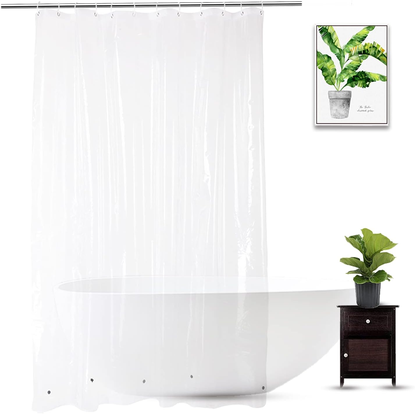 WellColor Shower Curtain Liner 72x84, PEVA Waterproof