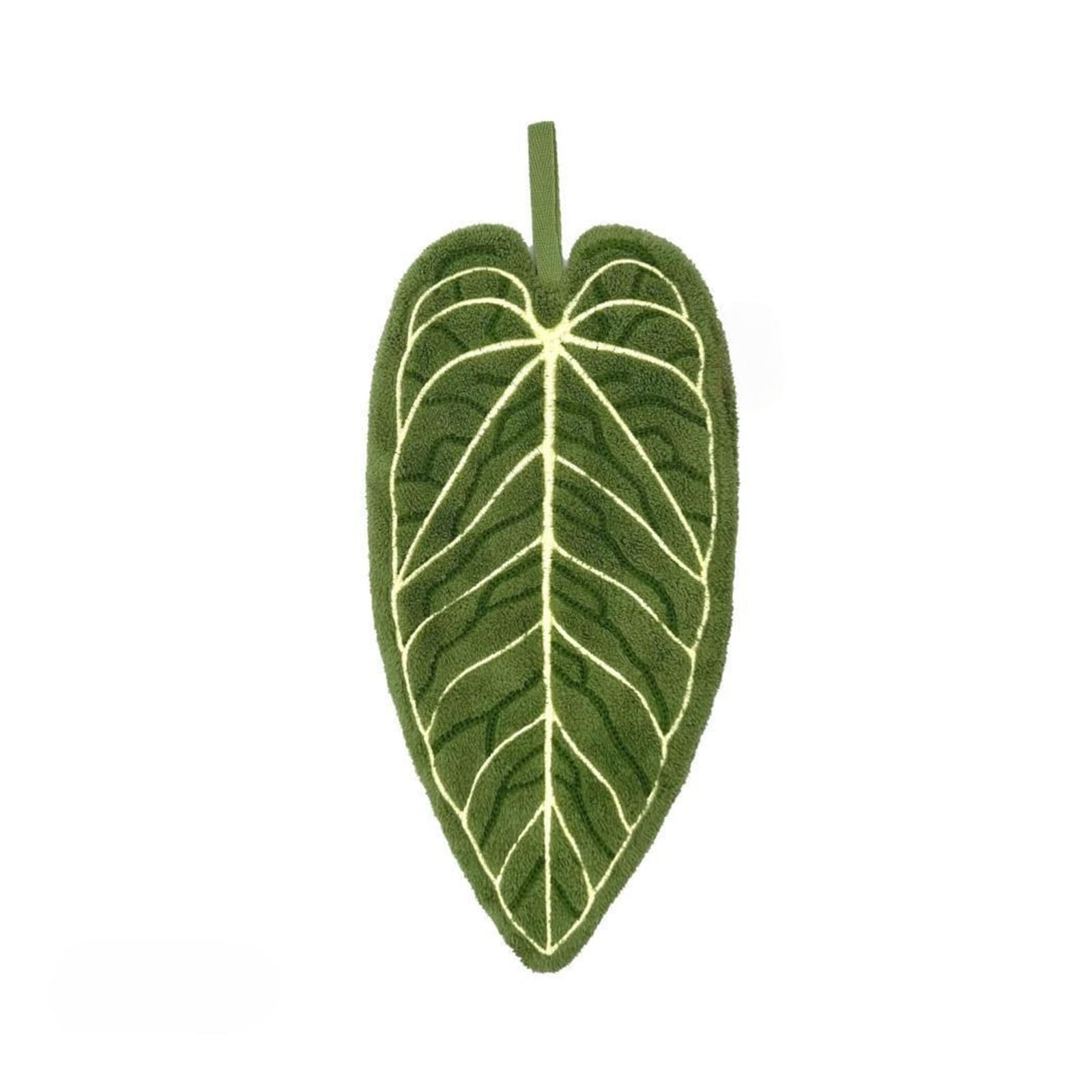 Kaeltsyn Fast Absorbing Soft Fleece Hand Towel with Leaves Design Quick Dry Hanging Loop for Kitchen Bathroom Essential Absorbent Kitchen Towel