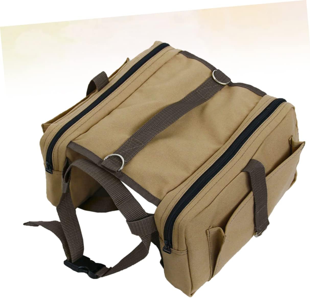 Pet Dog Backpack for Hiking Adjustable Outdoor with Pockets for Travel and Camping Durable Dog Rucksack for Dogs Khaki