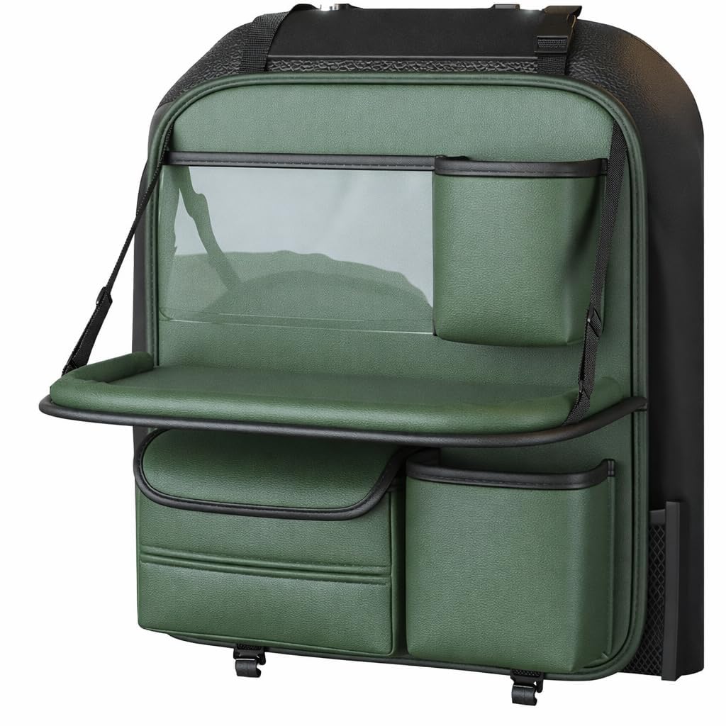 Car Backseat Organizer for Genesis GV80 2020-2025 with Foldable Table Tray | Multifunction Car Seat Back Organizer with Large Storage Pockets, Tablet Holder & Cup Pocket | Travel Storage Organizer-image-11