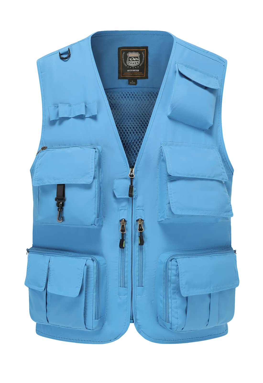 Gilet da pesca Gilet da lavoro all'aperto Hbufnha Unisex Caccia Viaggio Fotografia Safari Gilet Con Multi Tasche, 2 # blu cielo, XX-Large