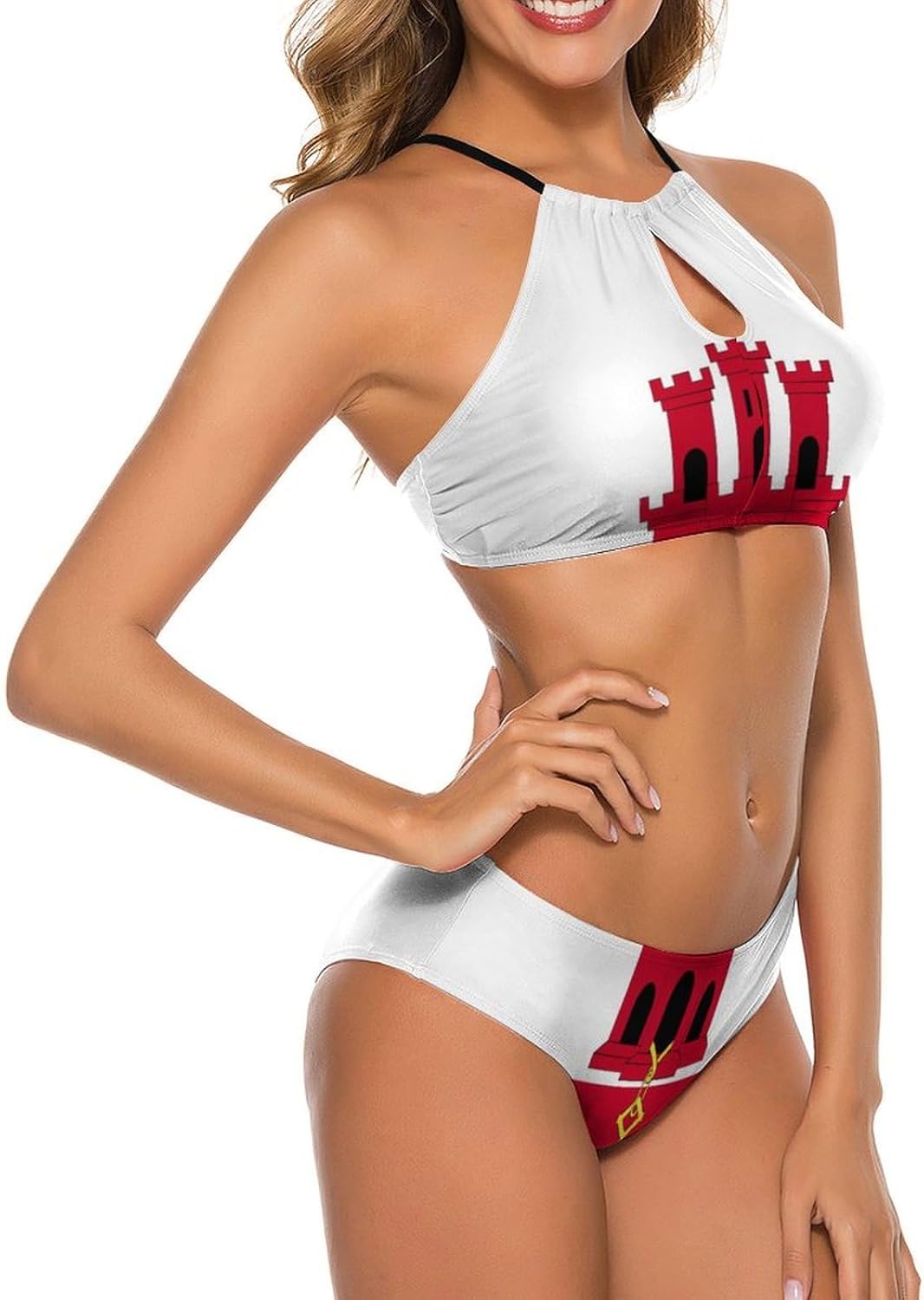Womens 2 Piece Bikini Swimsuits Greece Flag Retro Low Back Bathing Suits Bikini Two-Piece Swimsuits for Womens