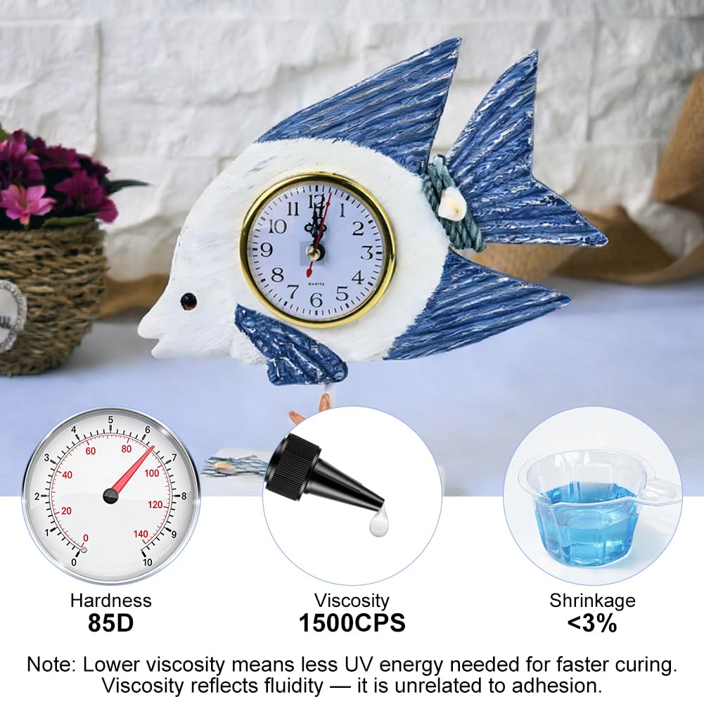 AOOWU Żywica UV z lampą, 50 g klej UV żywica epoksydowa z latarką wielokrotnego ładowania, zestaw żywicy UV 395 nm, szybkie utwardzanie w 5 sekund, do biżuterii, szkła, tworzywa sztucznego i żywicy