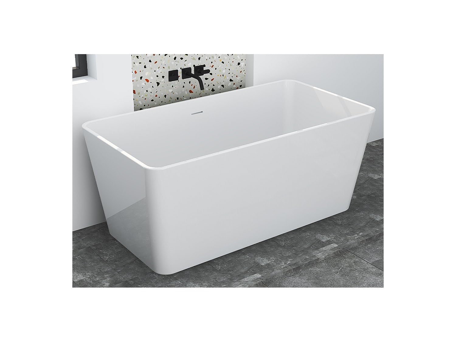 Vente-unique - Baignoire Ólot rectangulaire - 197 L - 130 x 70 x 55 cm - Blanche - Acrylique - SPICARA