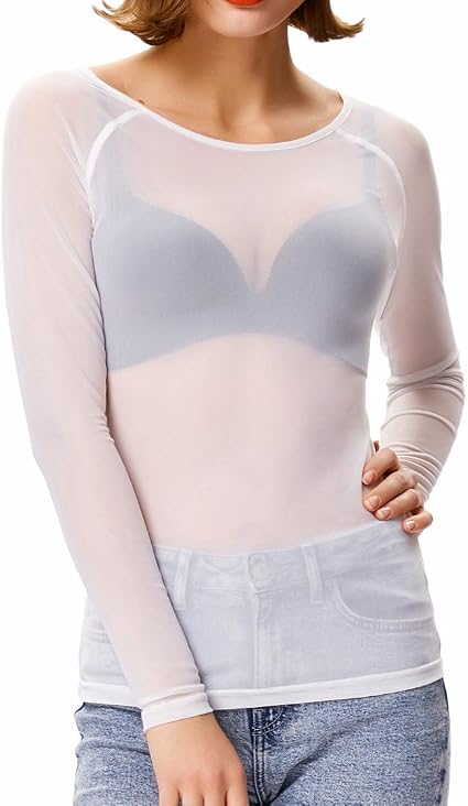 Shirt Sheer Top Mesh Shirt Blouses 