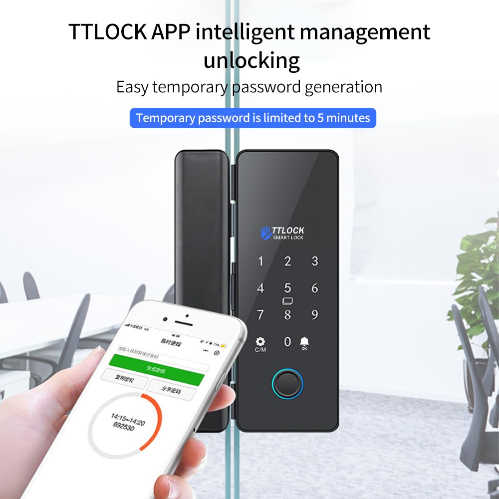 Kontrola odblokowania Bluetooth Inteligentny zamek do drzwi szklanych Elektroniczny biometryczny odcisk palca Hasło elektryczne, Odporny na warunki atmosferyczne(D)