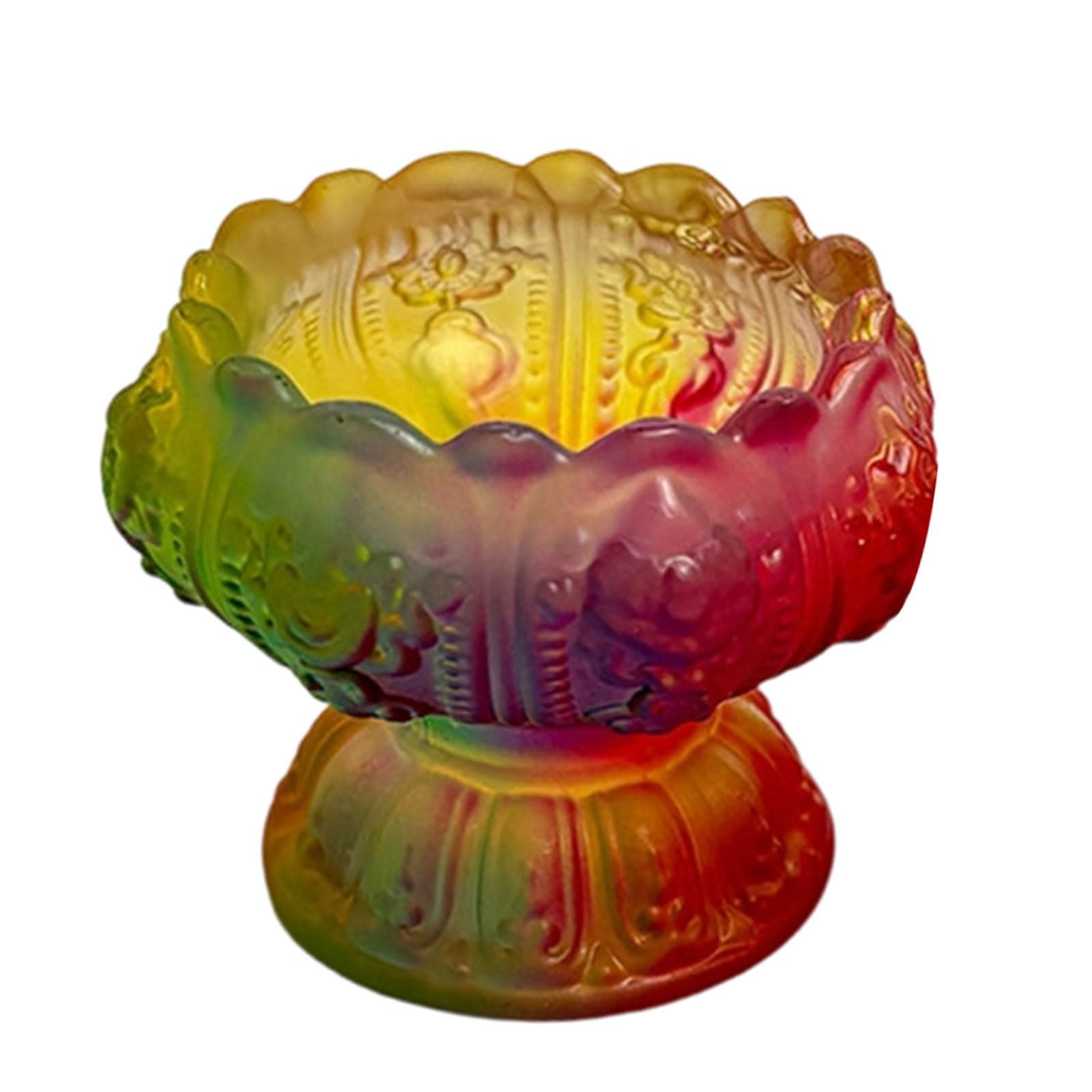 Ekoama Elegant Crystal Lamp Base With Traditional Eight Lucky Patterns For Buddhist Worship And Home Decor