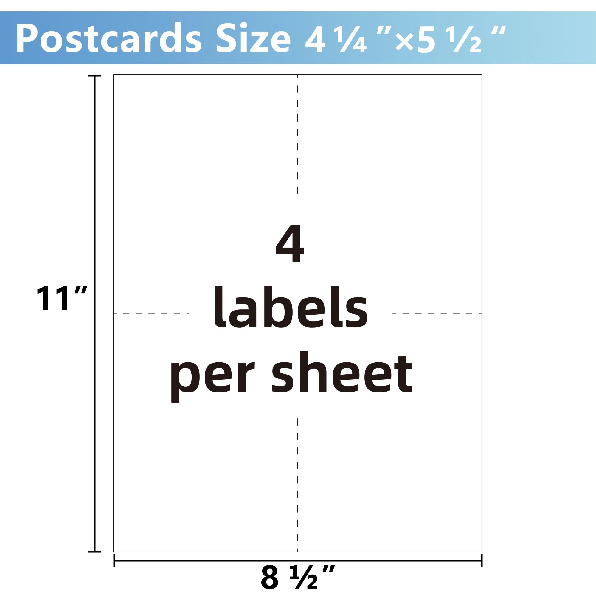 VZCPYTPM Kartki pocztowe do druku 10,8 cm x 14 cm, 200 pustych kartek pocztowych do wysyłki, zaproszeń, ogłoszeń, do drukarek atramentowych i laserowych, perforowany karton do niestandardowych wzorów