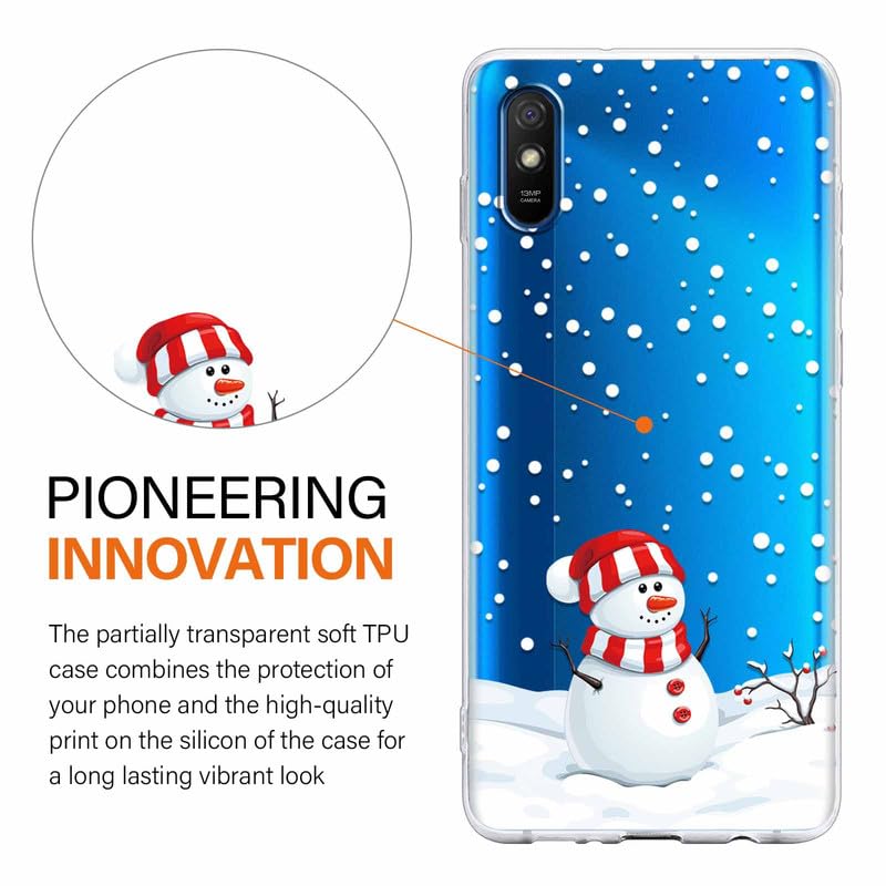 Yoedge Natale Cover compatibile con Xiaomi Redmi 9A (4G) 6,53, Custodia in Silicone Ultra Sottile Rosso con Cartoon Natalizie Disegni, Morbida Antiurto Protettiva Case per Redmi 9A 4G, Cartoon 2