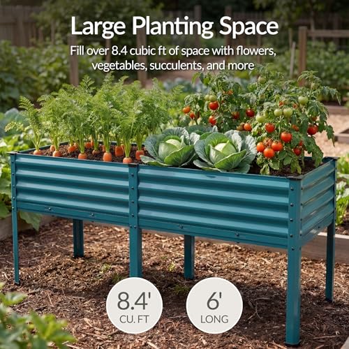 Image of Best Choice Products 72x24x30in Non Toxic Galvanized Raised Garden Bed, Metal Elevated Planter Box, Vegetable Garden, 100% Non Toxic Material - Peacock Blue