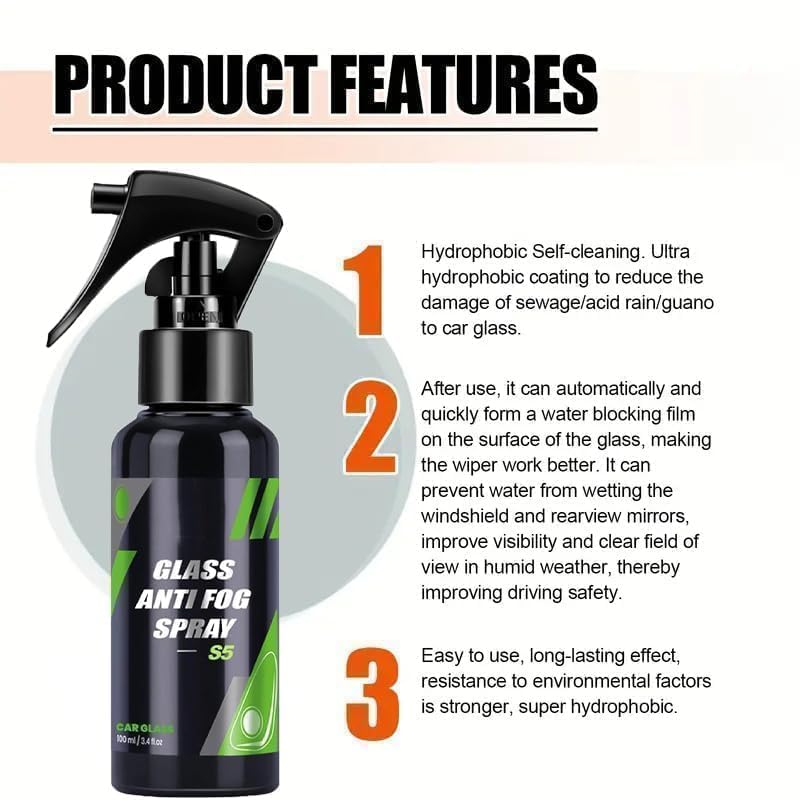 Image of Glass Anti Fog Hydrophobic Coating & Water Repellent Spray for Glass.