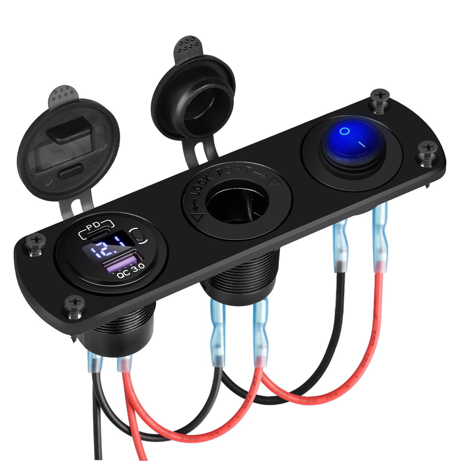 Buy 12V RV Outlet, Lighter Socket 12V Splitter with Rocker Toggle