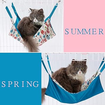 Meri SHOPP Cat Kitten Comfortable Hanging Pet Hammock Bed for Cats Small Animals Blue