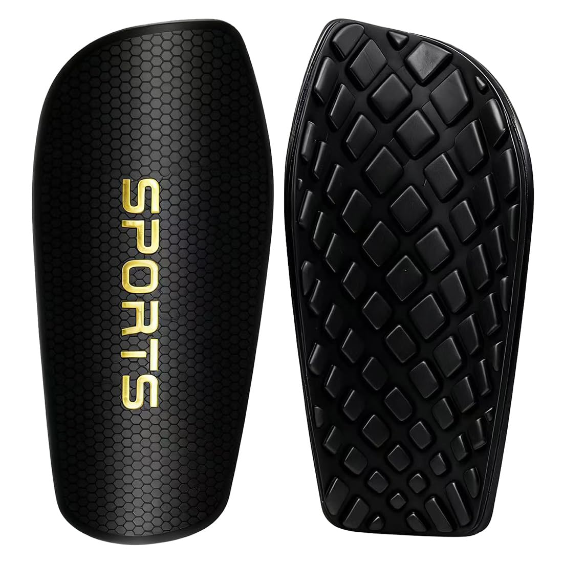 Protective Football Shin Guards & Shin Pads - 1 Pair for Boys Girls Men Women - Ideal for Soccer, Football and Hockey Sports (Black, XL)