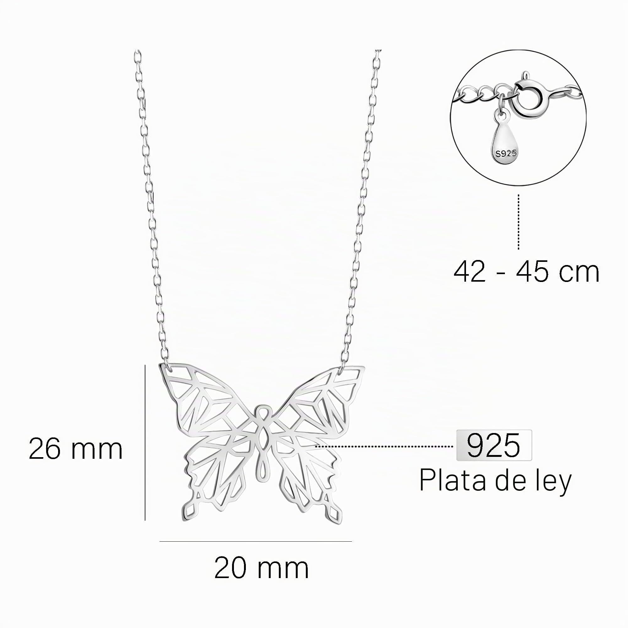 Sofia Milani - Collar para Mujeres en Plata de Ley 925 - Colgante de Mariposa