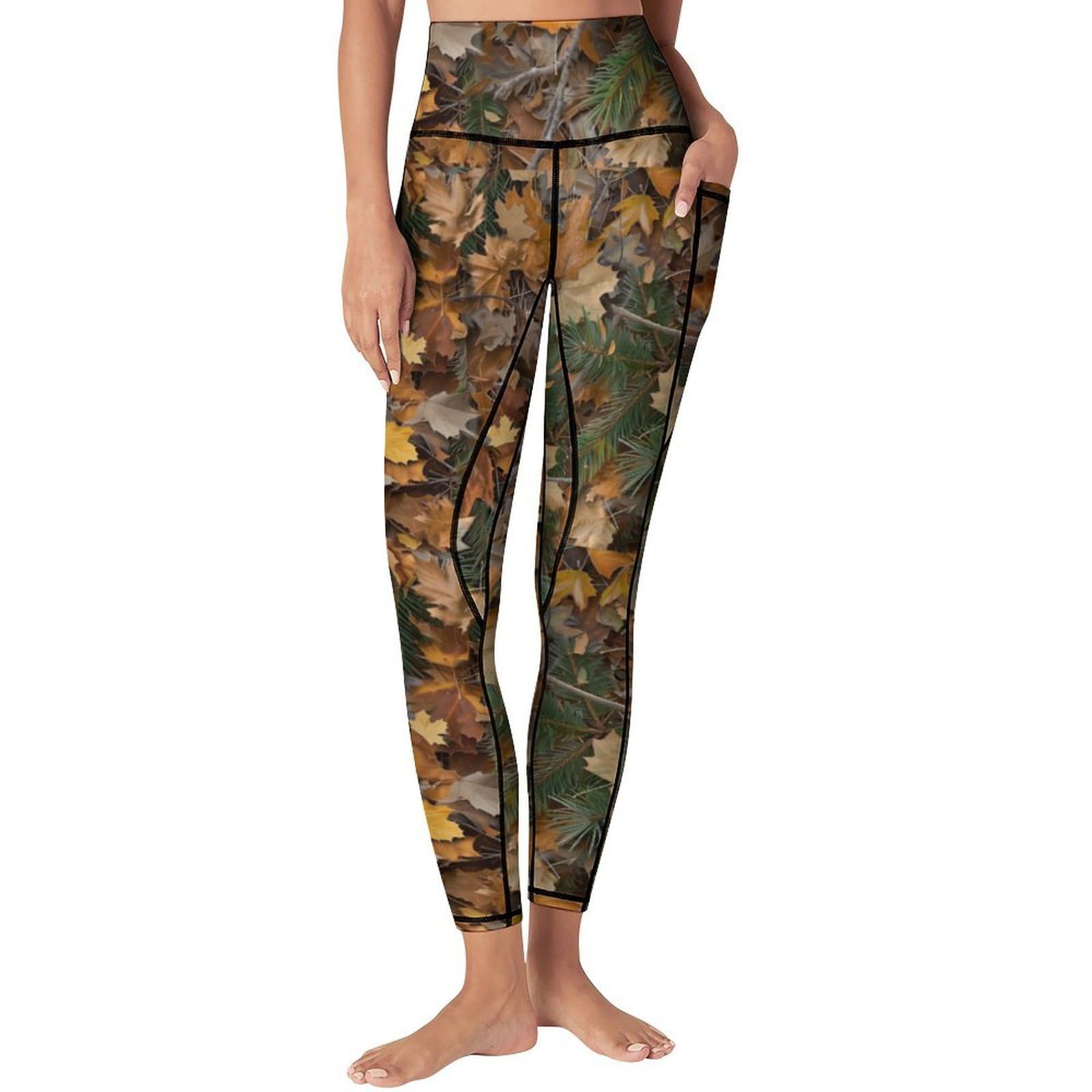 Leggings mit 2 Taschen für Damen, hohe Taille, Bauchkontrolle, Workout, Laufen, Yogahose für Mädchen