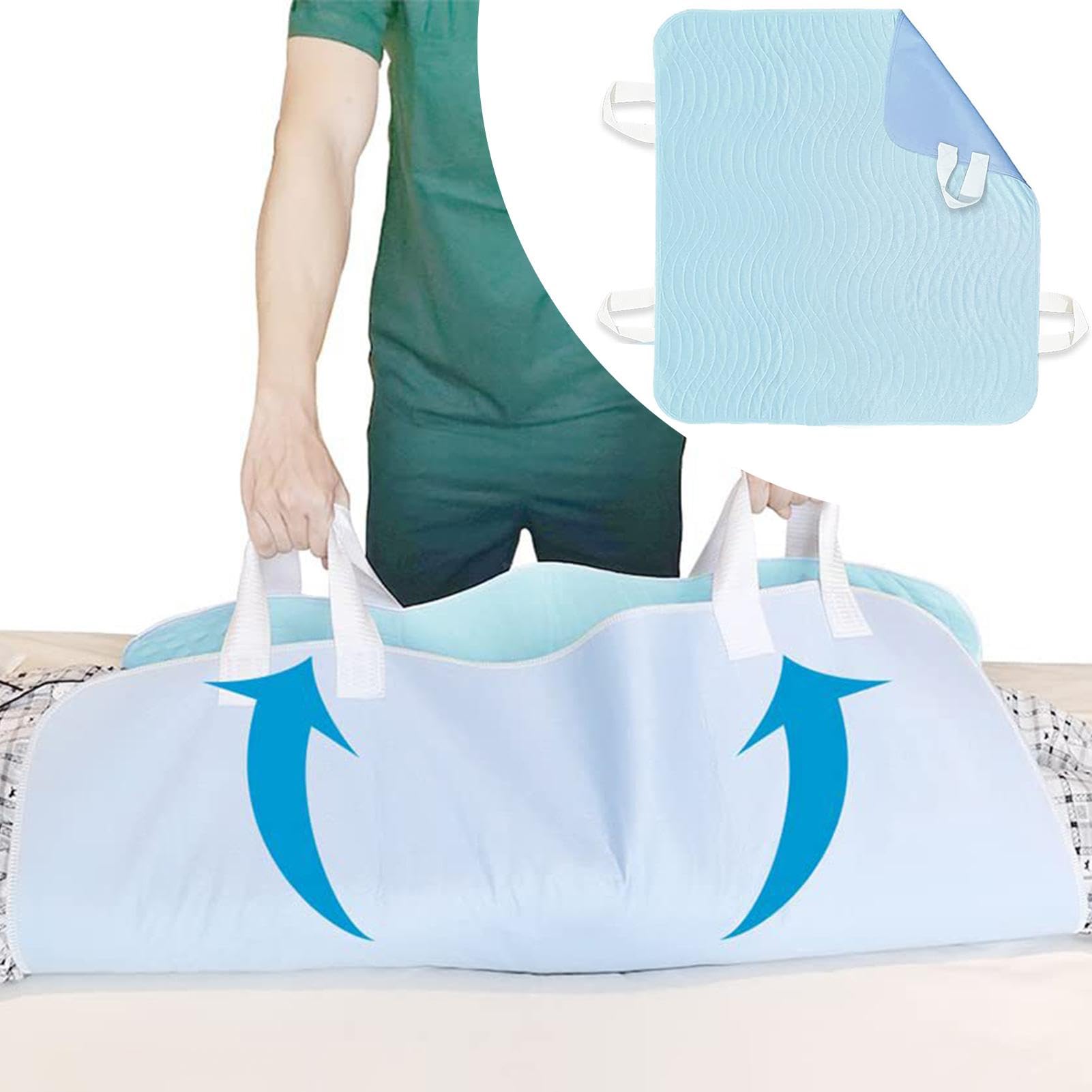 Senior Bed Pads - Washable Mattress Pad for Elderly with 4 Handles | Mattress Protector Bed Pads | Home Care Diaper Pad | Transfer Board Bed Pad for Elderly | Bedridden | Transfer | Repositioning