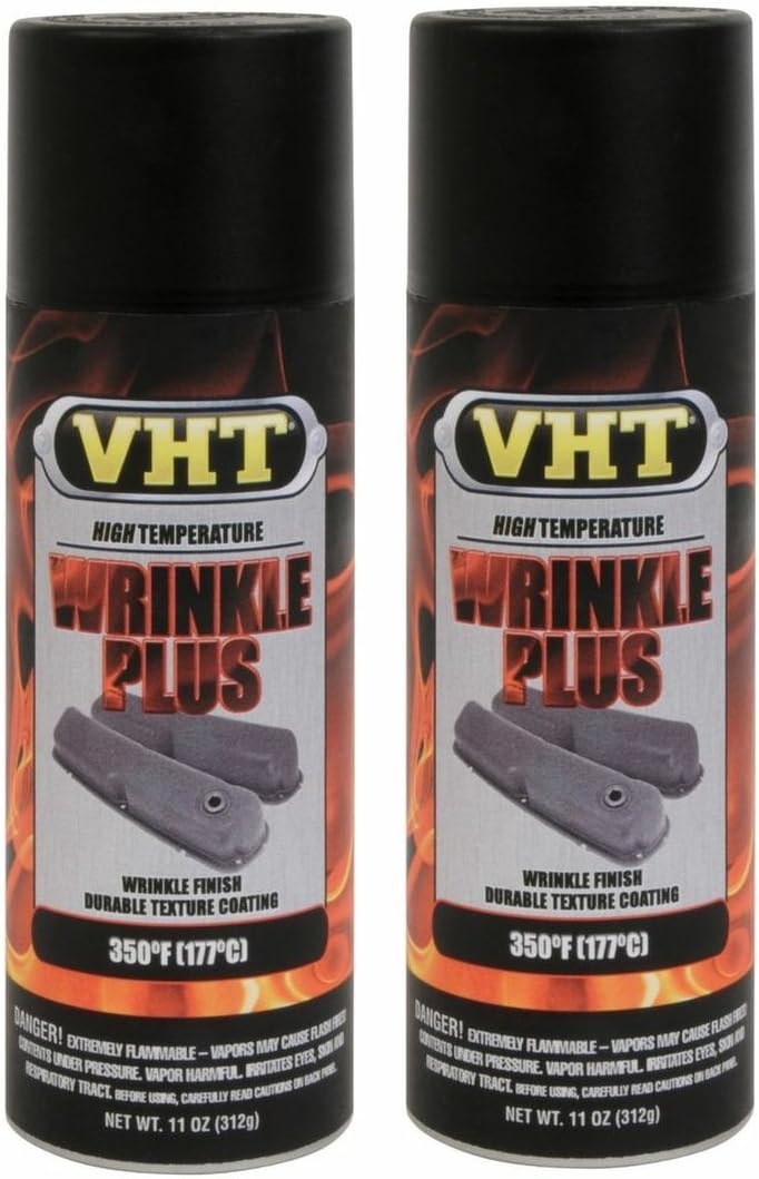 VHT Wrinkle Plus Coatings Paint High Temp SP201 Black 11 oz Spray - 2 Pack