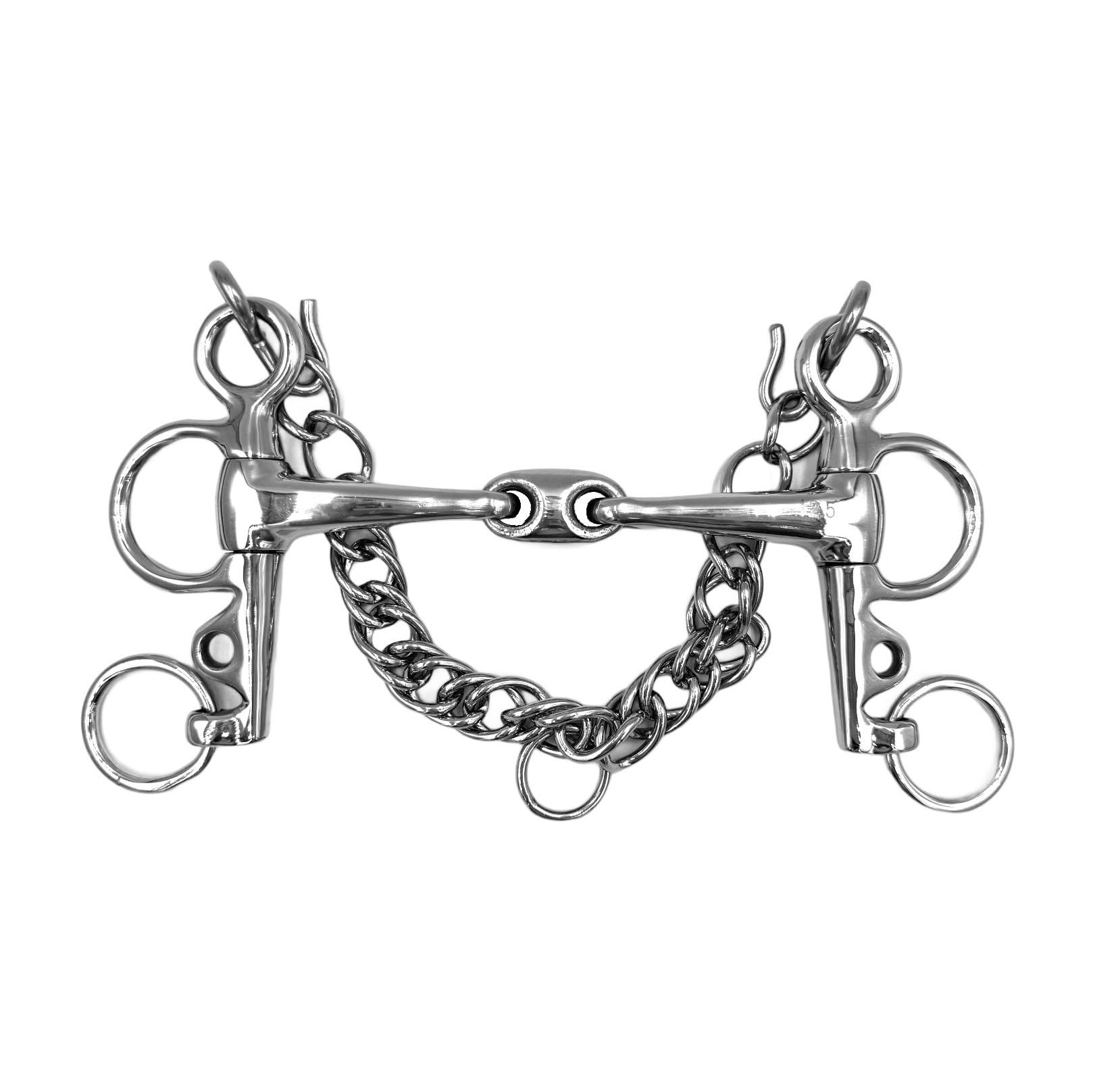 ES0091 Gebiss Pelham Doppelt Gebrochen aus Edelstahl Gebissstärke 15 mm (14.5 cm)