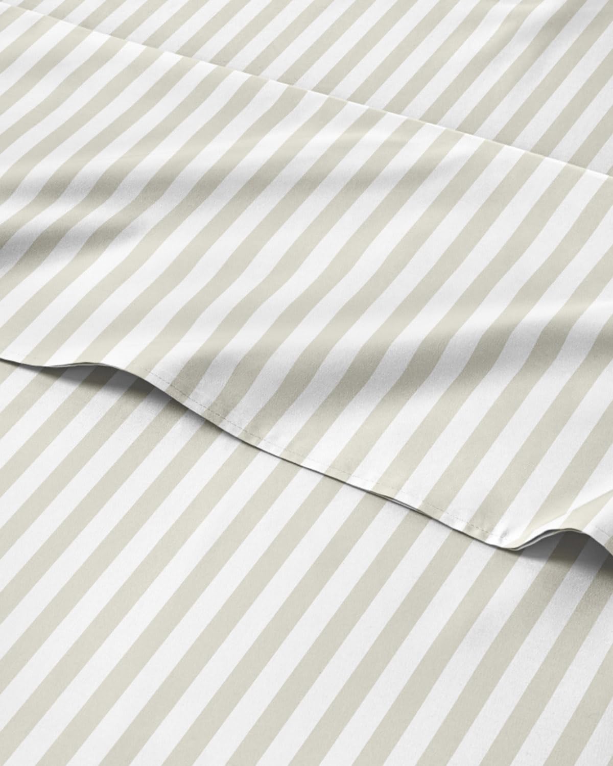 Striped Twin Size Sheets Set, 3 Pieces, 16" Deep Pocket - Grey Pinstripes