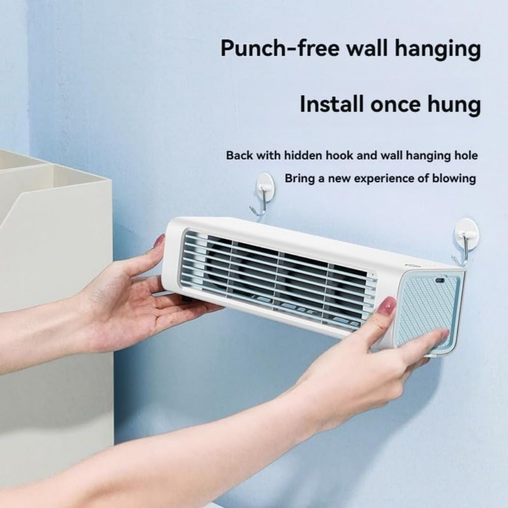 Breezamax, Breeze MAX Air Cooler, Compacto, Ultra Silencioso Y de Bajo Consumo, con Ventilador de Pared con Cabezal de Vibración(Blue)
