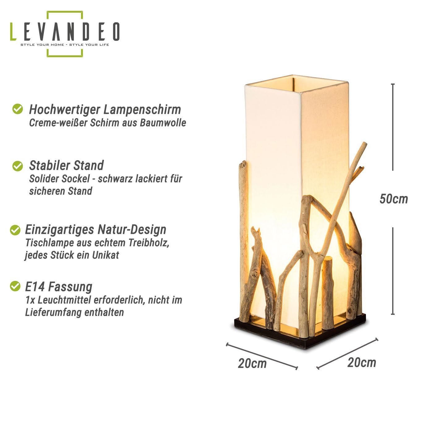 Lampada da tavolo in legno riciclato – Lampada in legno riciclato, Lampada realizzata con legnetti portati dalla corrente, 20 x 20 cm, altezza 50 cm – Ogni lampada è un pezzo unico.