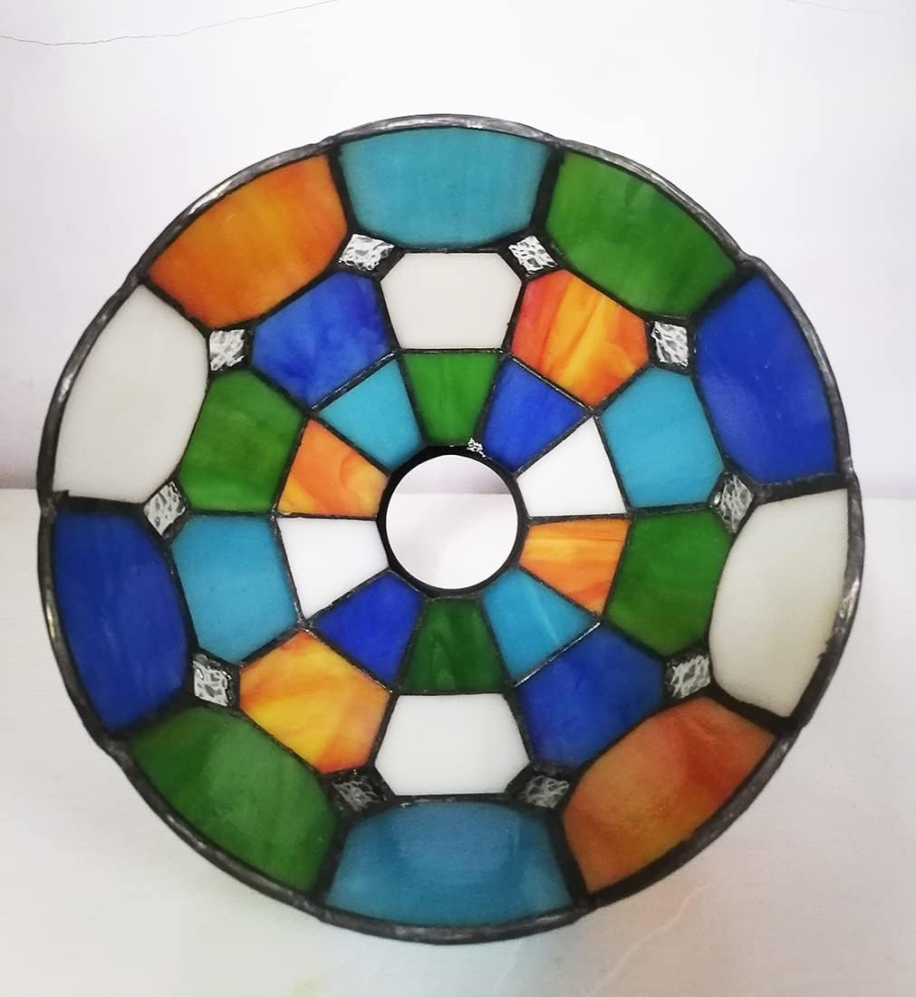 HUIMEIJU Multicolored Stained Glass Lampshade, 2-Piece Set - Fan Shaped, Tiffany Style Replacement