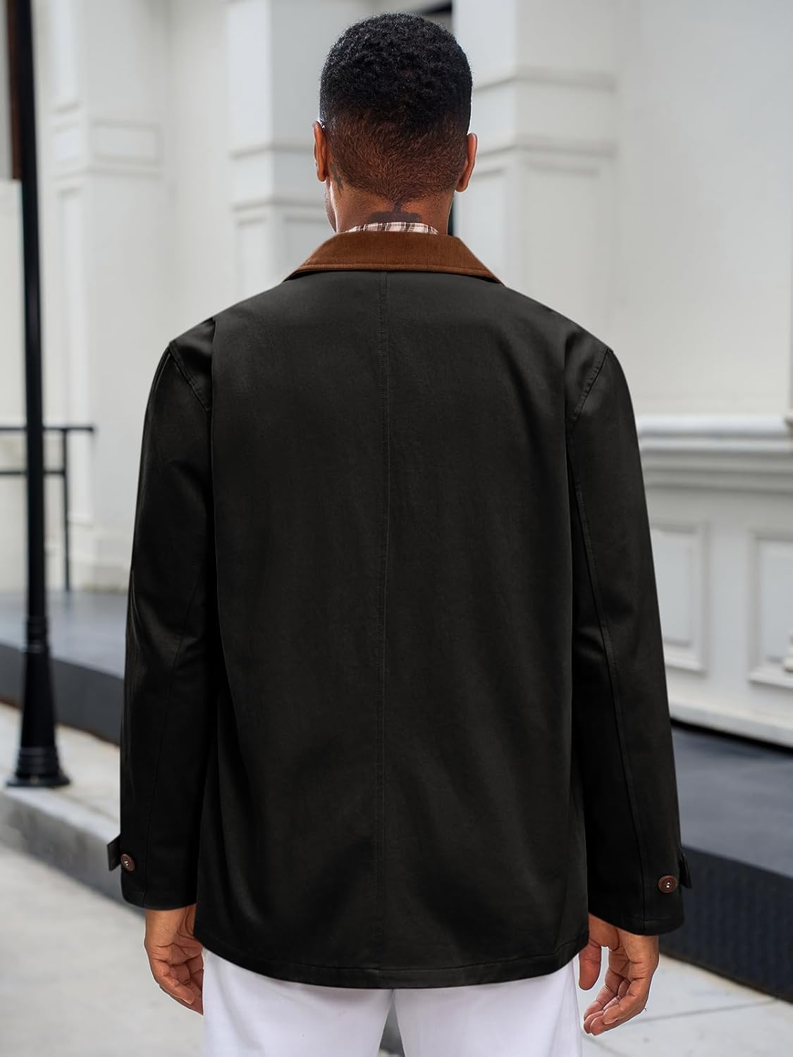 Runcati Mens Lightweight Jackets Button Down Casual Cotton Barn Jacket Vintage Military Fall Outwear with Pockets