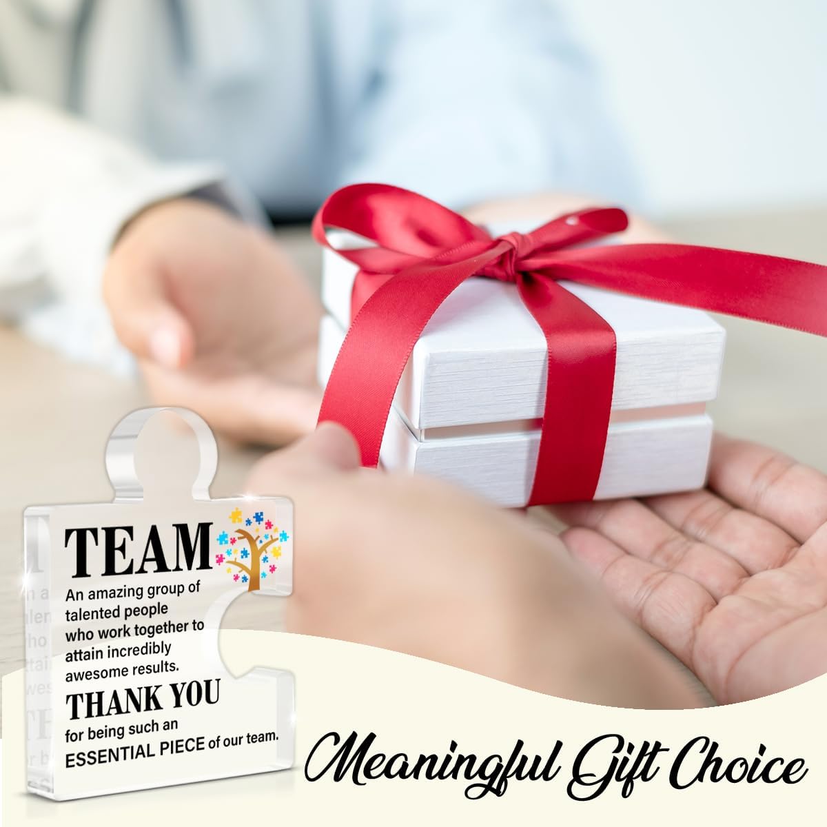 Team Appreciation Gifts - Leadership Gift - Boss Day Gifts - Thank You Gift for Coworkers Colleagues Employees Boss Acrylic Puzzle Piece Plaque Office Desk Decor - Image 6