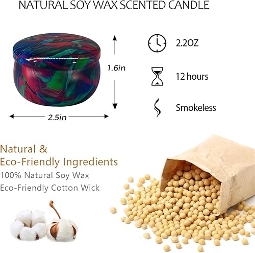 Miniatura 3 de 6 velas perfumadas para el hogar, 108 horas de larga duración, velas de soja orgánica, lavanda, limón, gardenia y 6 otros aromas para el hogar y el