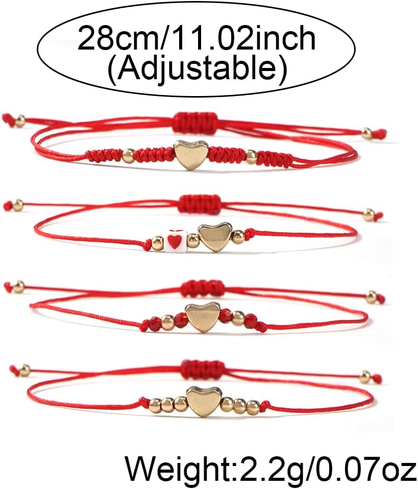 Kabbalah Red String Bracelets for Women Men,Gold Round Beaded Stackable Protection Blessings Bracelets,Handmade Jewelry Good Luck Gift - Image 6