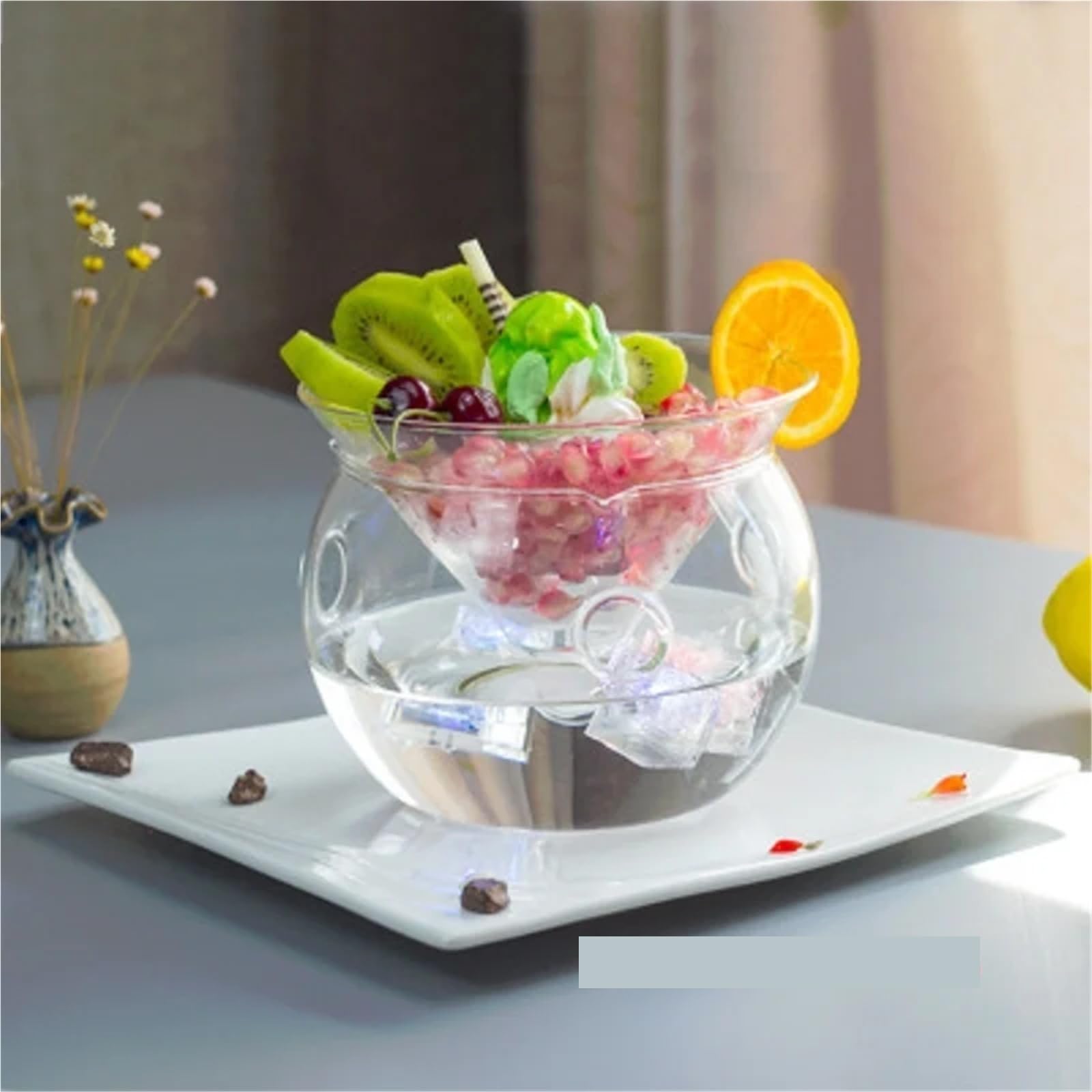 Kreatywne japońskie artystyczne naczynie do serwowania suchego lodu w formie bufetu na sałatki owocowe i naczynia kuchenne, zastawa stołowa do restauracji (370 ml)