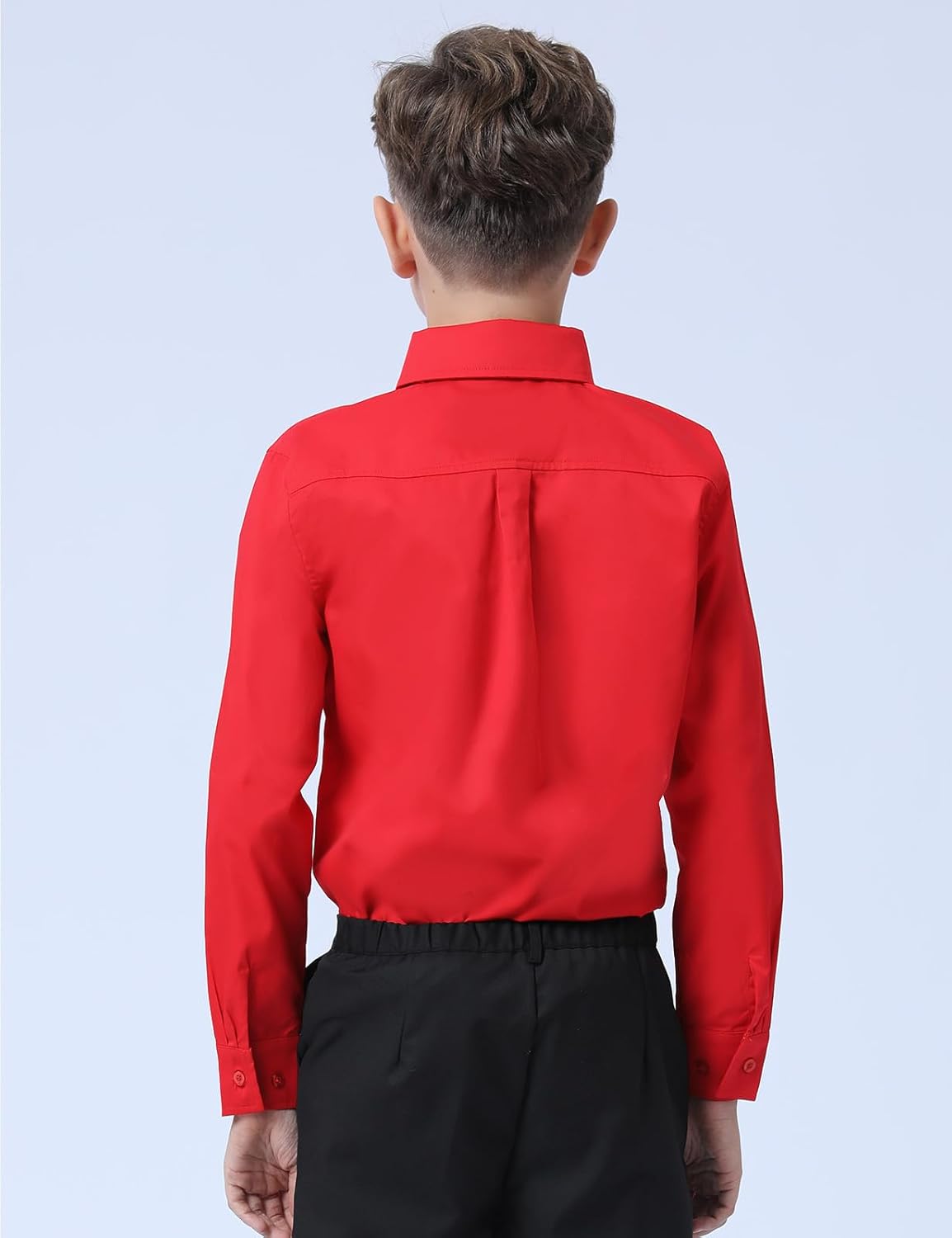 A&J DESIGN Boys Button Down Long Sleeve Dress Shirt Kids Formal Easter Uniform Solid Collared Shirt with Chest Pocket - Image 4
