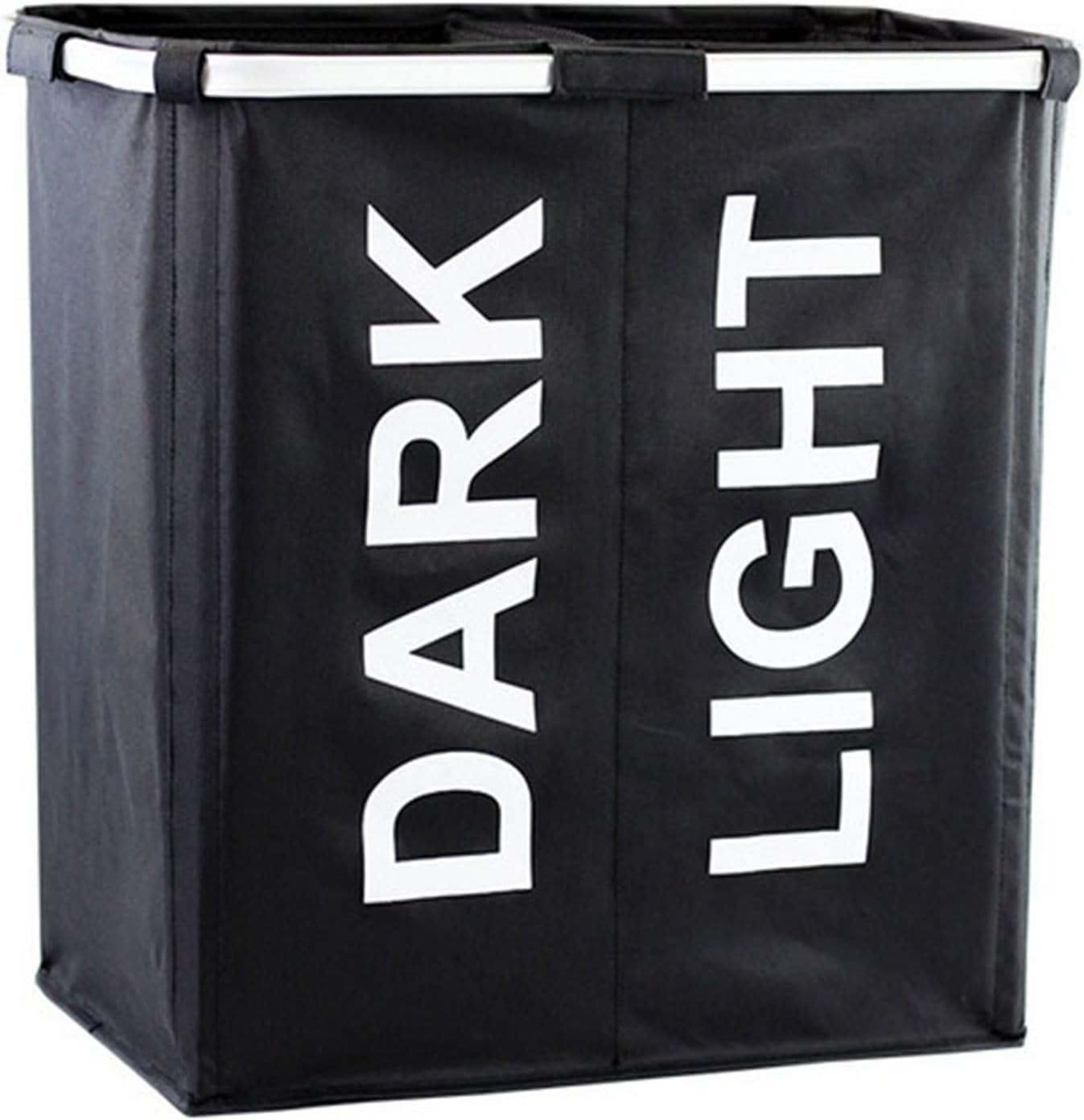 Extra Large Laundry Cloth Hamper Sorter Basket Bag Bin Foldable 2 Sections with Washing Bag Durable 600D Oxford Storage Dirty Clothes Bag for Bathroom Bedroom Home,Black