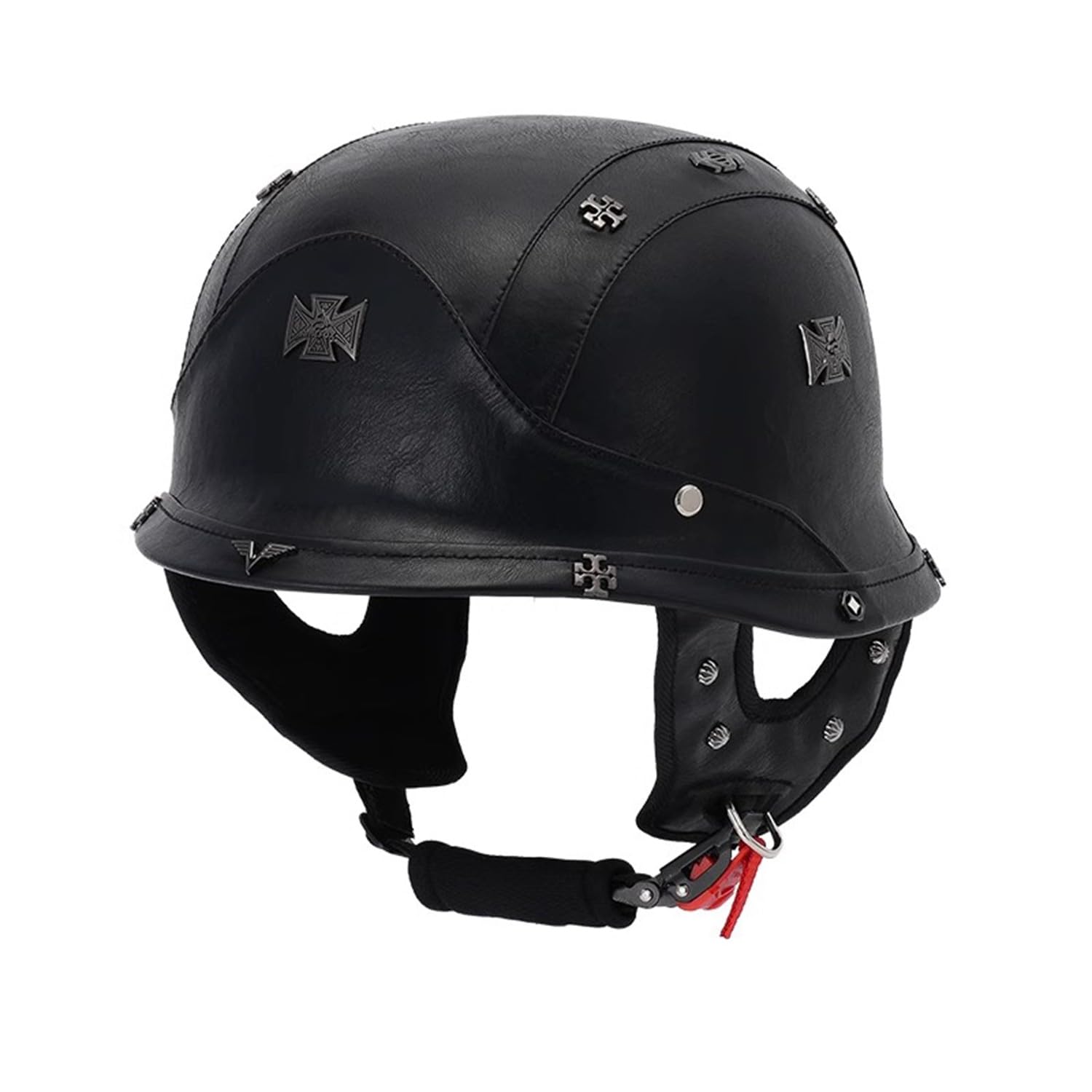 Retrò Elmetto Tedesco Pelle Caschi Cromwell Motociclista Casco ECEDOT Omologato Mezzo Moto Caschi Demi-Jet Con Fibbia Sgancio Rapido Casco A Scodella Universale Uomo Donna