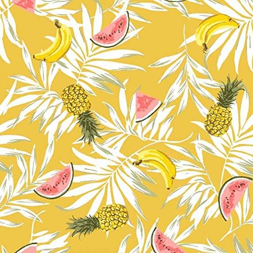 Yellow Watermelon Conversational Pattern Printed on Double-Sided Brushed DTY Stretch Fabric by The Yard - Style P-1576-668