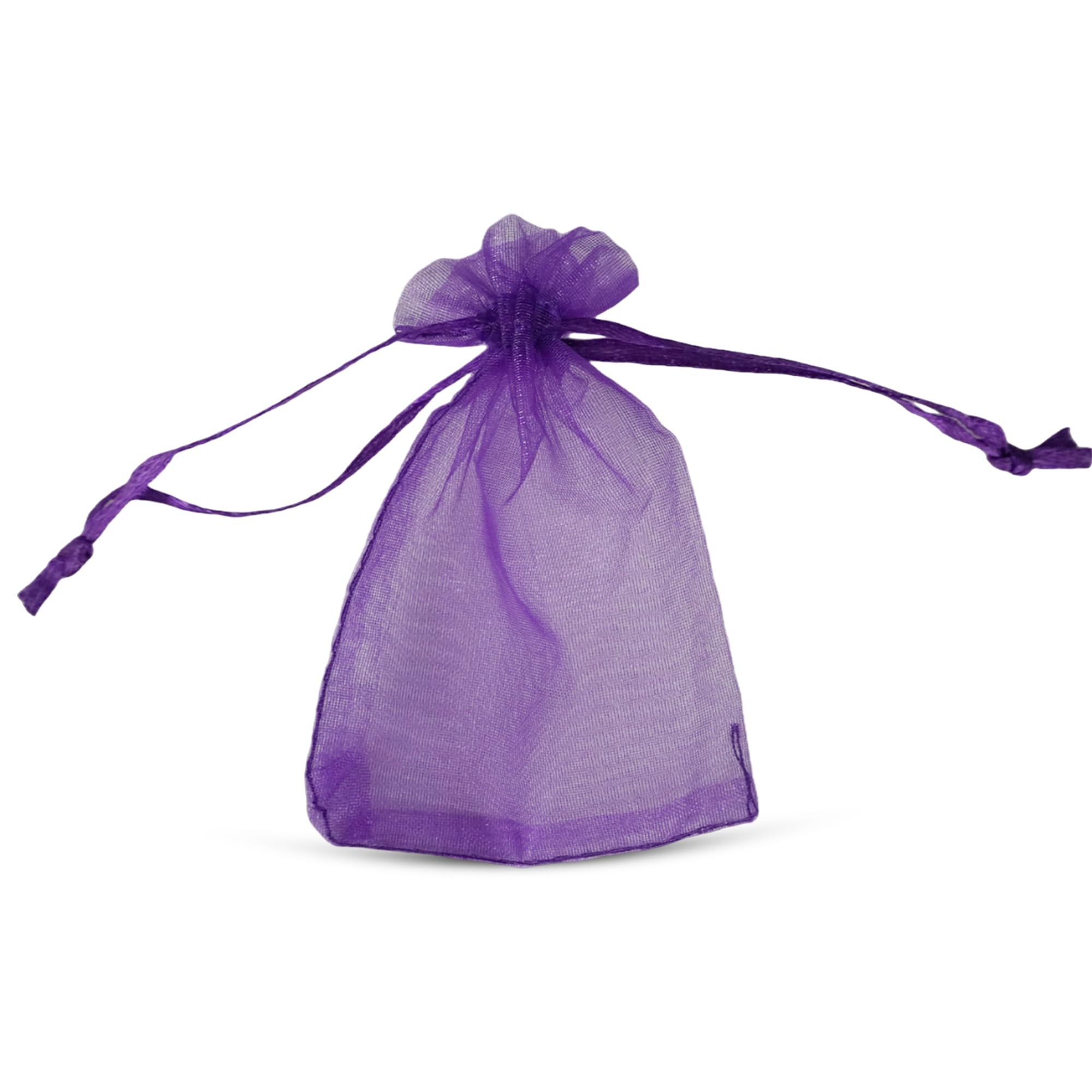 WedDecor 100pcs Purple Mini Drawstring Organza Bags 7cm x 9cm – Small Sheer Gift Bags for Wedding Favors, Christmas, Birthdays, Jewellery, Party Supplies - Clear Mesh Pouches — image 1