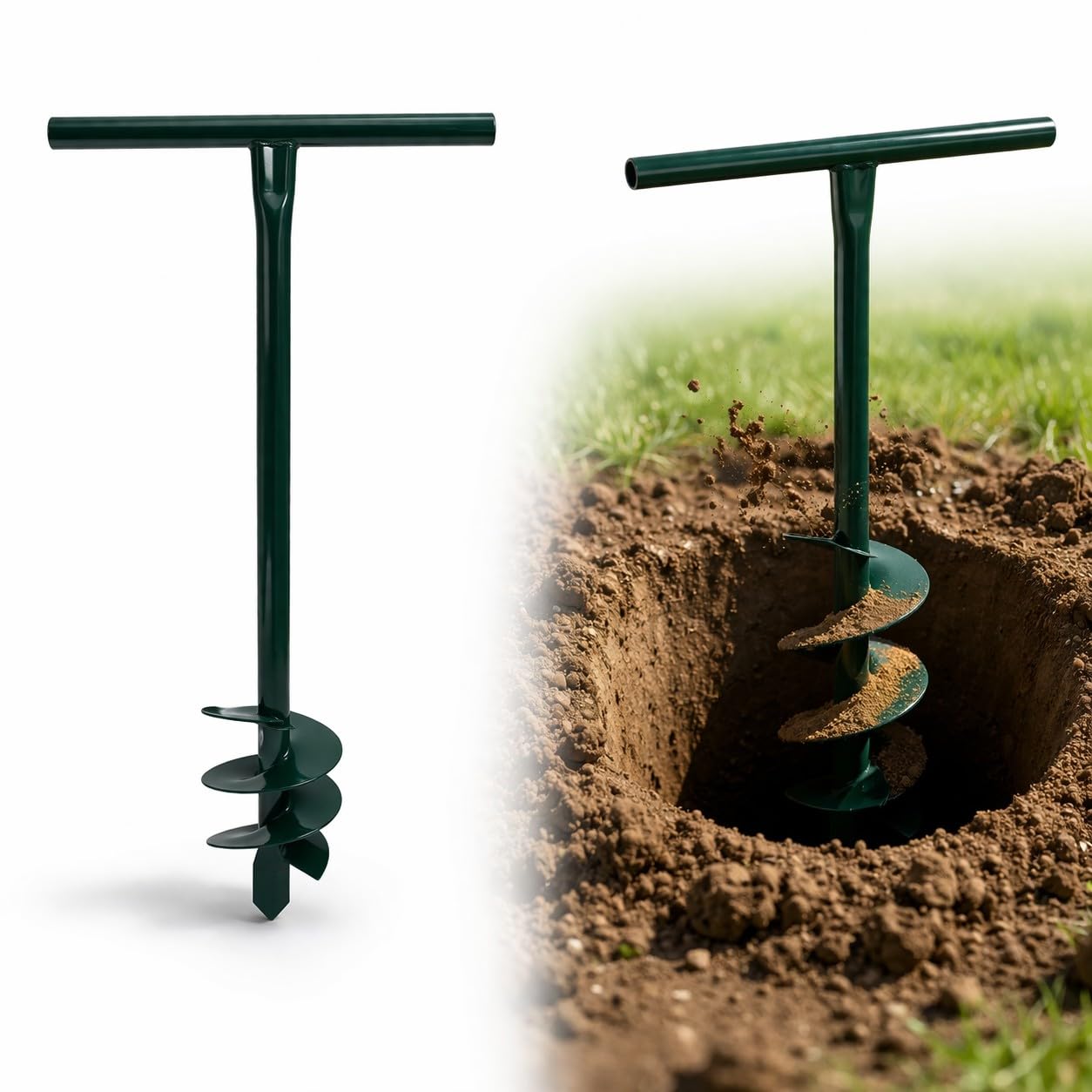 Trivella Manuale Cavabuche Punta Elicoidale in Acciaio 95cm X Ø 100mm ideale per Foraterra, Pali, Giardino e Terreno