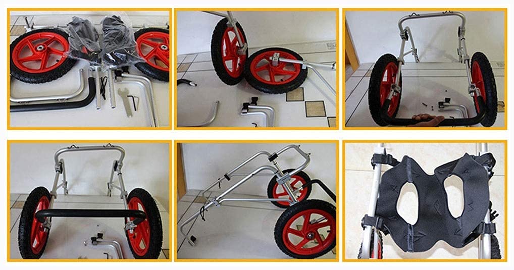 Sedia a Rotelle per Cane Carrellino Scooter Carrozzina per Cani,Adatto a Animali Domestici Disabili Piedi Gambe Posteriori Riabilitazione,Regolabile,2 Ruote