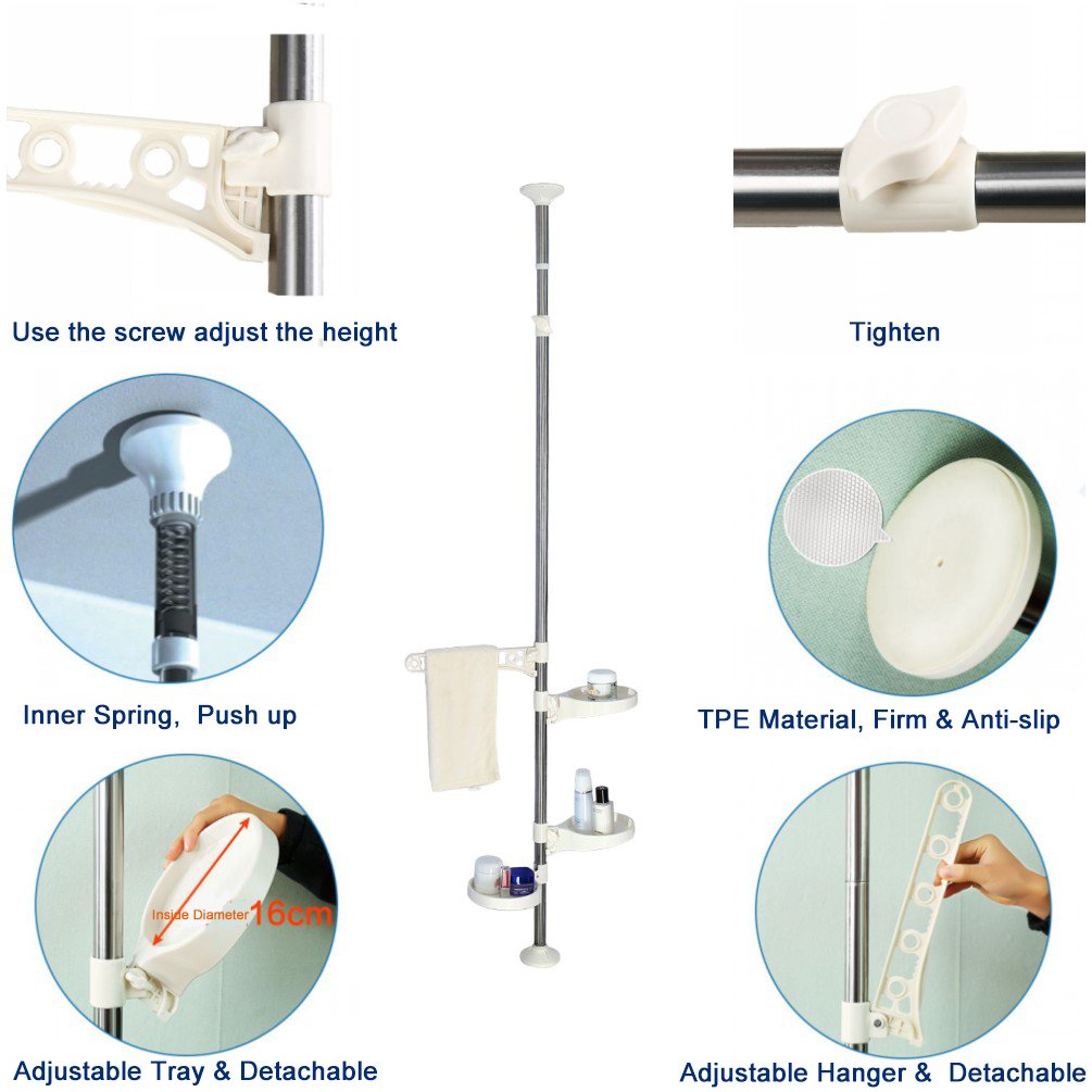 BAOYOUNI 4Tier Indoor Plant Stand Flower Display Rack Spring Loaded Telescopic Tension Pole